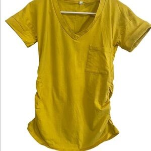 Yellow maternity short sleeve shirt